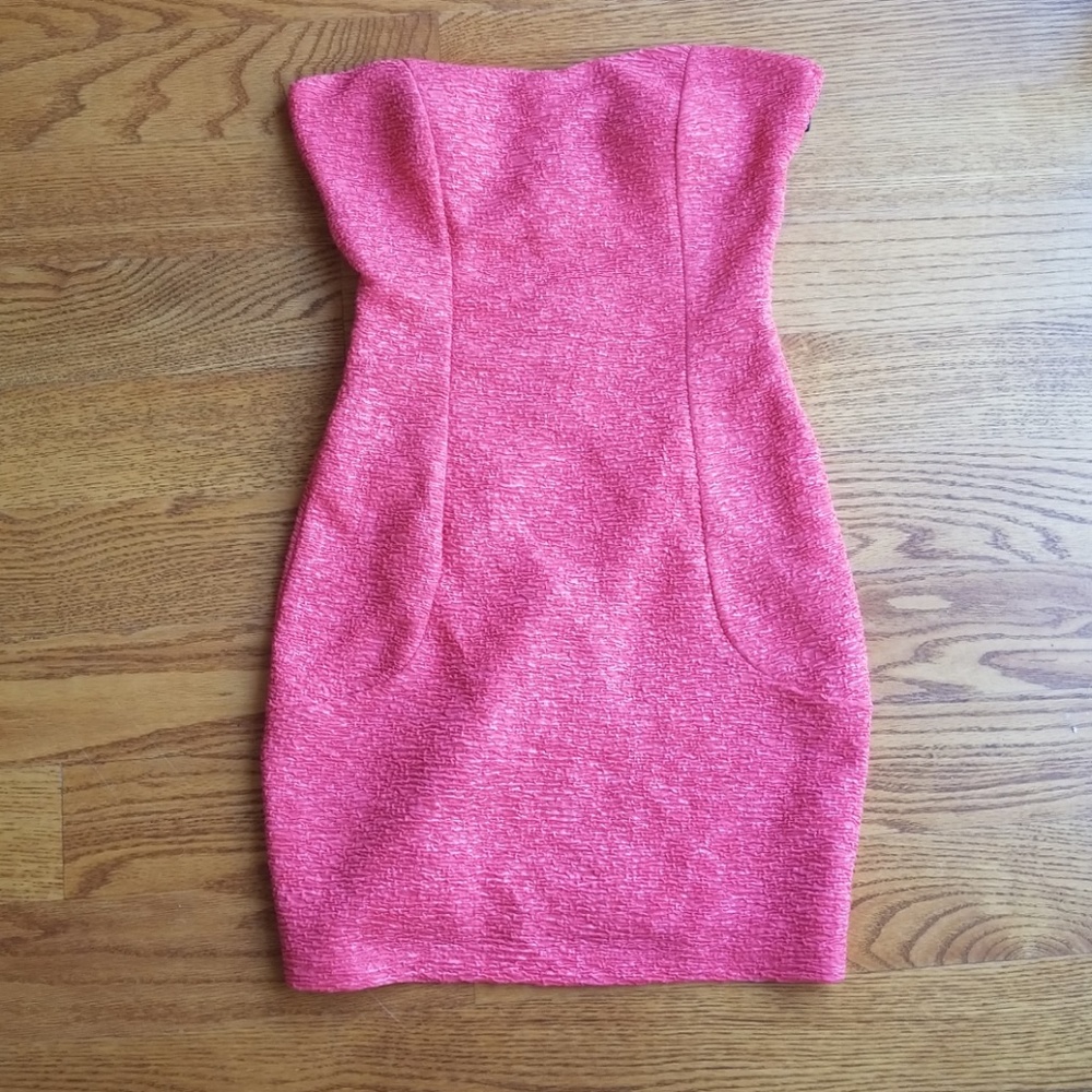 Pink ruched strapless dress